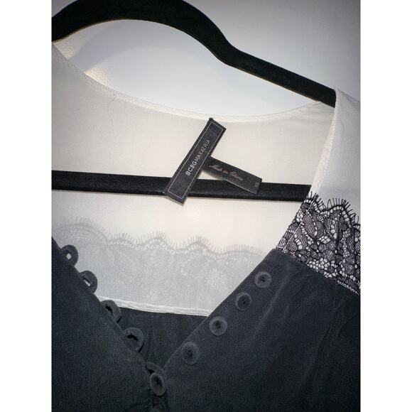 BCBGMAXAZRIA Womens Black and White Silk Blouse Size XS - Picture 2 of 4
